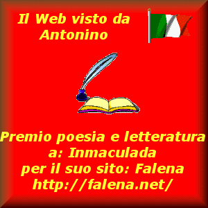 Premio distribuito a Inmaculada per il suo sito  "Falena"