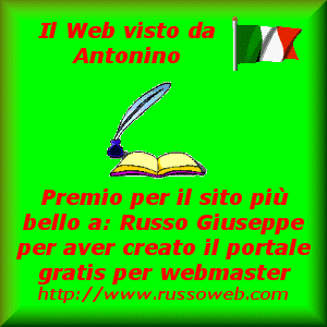 Premio assegnato a Russo Giuseppe per il portale gratis per webmaster e non