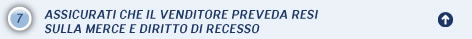 ASSICURATI CHE IL VENDITORE PREVEDA RESI SULLA MERCE E DIRITTO DI RECESSO